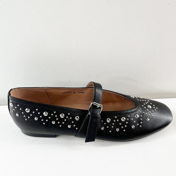 Bibi Lou Anthropologie Leather Studded Mary Jane Ballet Flats Black 10 / 40 - Picture 2 of 8